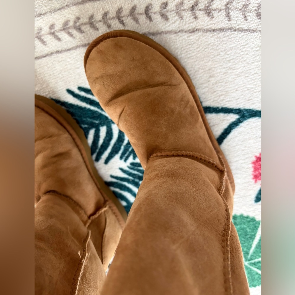UGG Tall Suede Shearling Boots in Chestnut - Picture 10 of 12